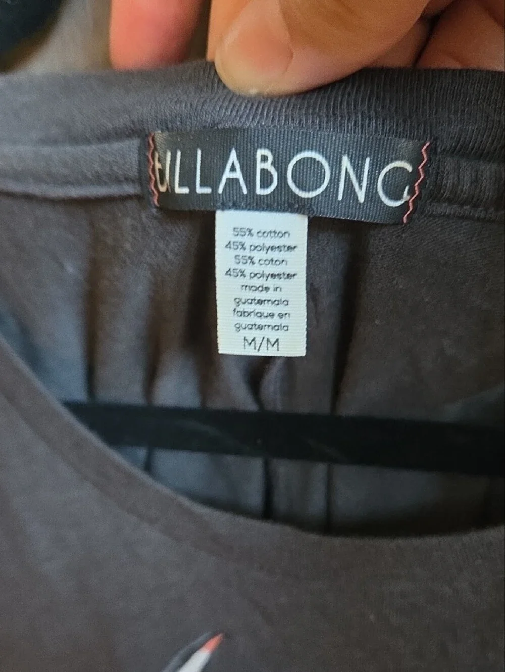 Billabong Black and Gray Graphic Tank Tops with Red Rose Accent